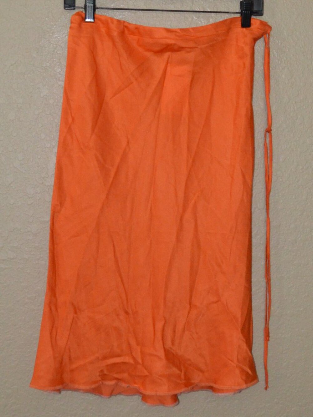 NWT $198 Sz S Brazeau Tricot Orange Bag Midi Drawstring Skirt
